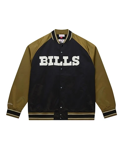 Mitchell & Ness Men's Olive/Black Buffalo Bills Vintage Logo Double Clutch Satin Raglan Full-Snap Jacket