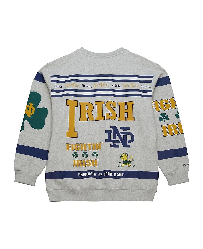 Mitchell & Ness Men's Gray Notre Dame Fighting Irish All Over Print Sweatshirt