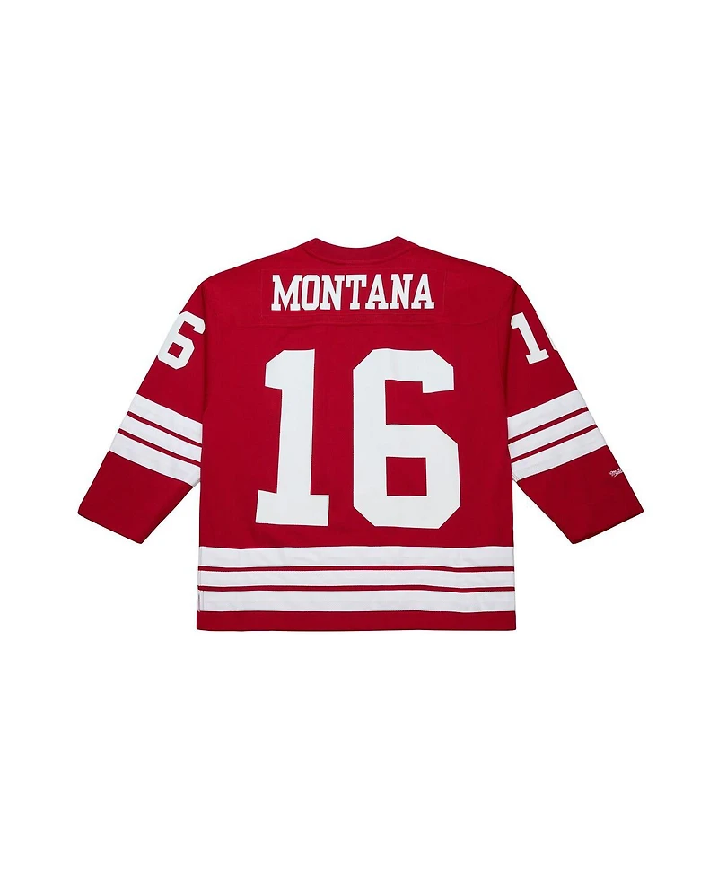 Mitchell & Ness Men's Joe Montana Scarlet San Francisco 49ers Maxed Out Fashion Hockey Jersey