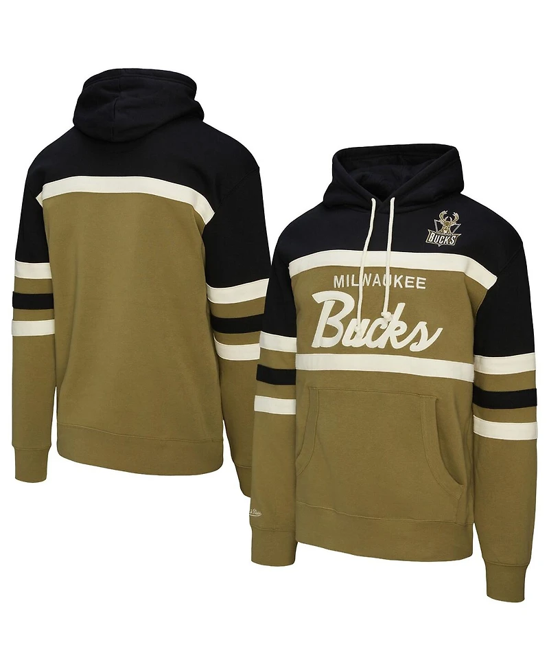 Mitchell & Ness Men's Olive Milwaukee Bucks Double Clutch Head Coach Hoodie