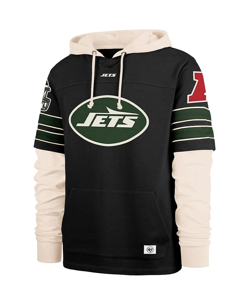 '47 Brand Men's Black New York Jets Split Zone Cornerback Duo Hoodie