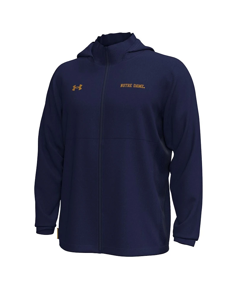 Under Armour Men's Navy Notre Dame Fighting Irish Rival Stretch Woven Full-Zip Hoodie Jacket