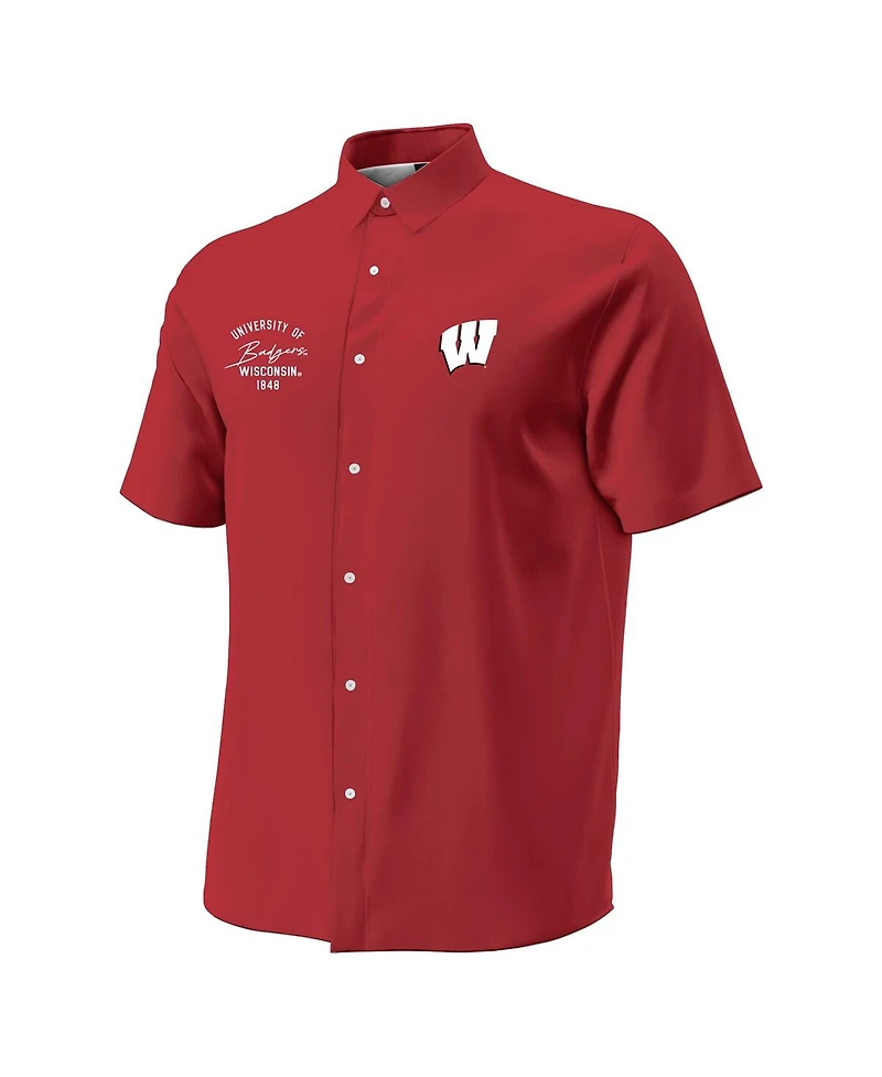 Under Armour Men's Red Wisconsin Badgers Gameday Armourfuse Camp Button-Up Shirt