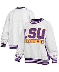 Pressbox Women's Heather Gray/Purple Lsu Tigers Endzone Crewneck Sweatshirt