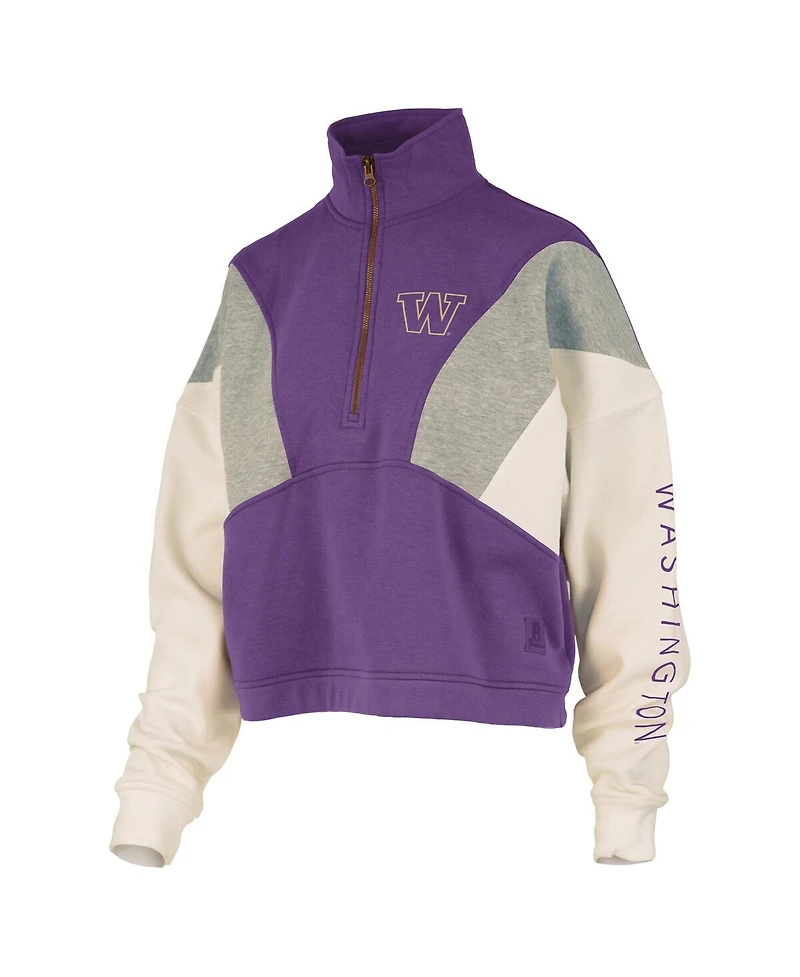 Pressbox Women's Purple Washington Huskies Ferrara Color Block Quarter-Zip Sweatshirt