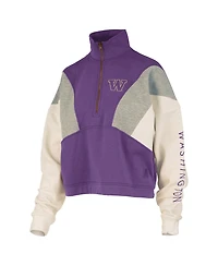 Pressbox Women's Purple Washington Huskies Ferrara Color Block Quarter-Zip Sweatshirt