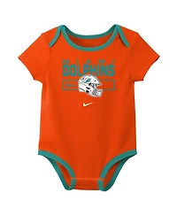Nike Baby Boys and Girls 3-Piece Miami Dolphins Bodysuit Set