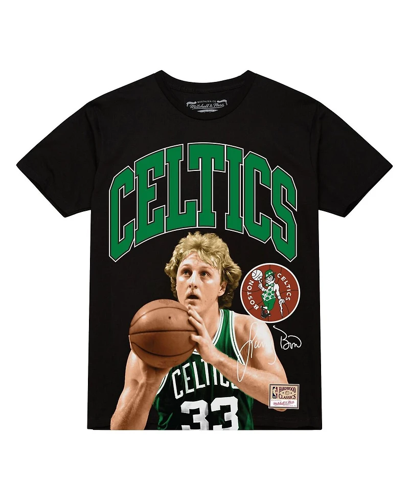 Mitchell & Ness Men's Larry Bird Black Boston Celtics Hardwood Classics Player Arch T-Shirt