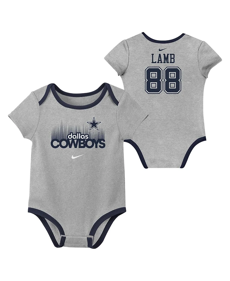 Nike Baby Boys and Girls 3-Pack CeeDee Lamb Dallas Cowboys Name Number Bodysuit Set