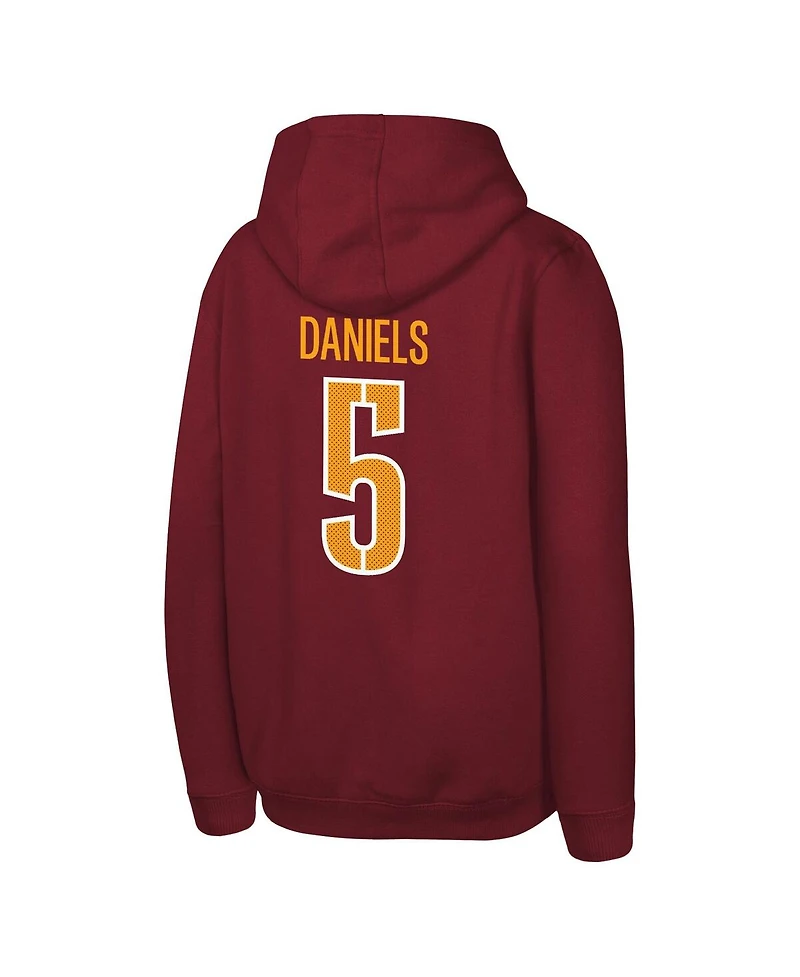 Outerstuff Big Boys and Girls Jayden Daniels Burgundy Washington Commanders Mainliner Player Name Number Hoodie