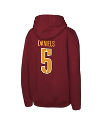 Outerstuff Big Boys and Girls Jayden Daniels Burgundy Washington Commanders Mainliner Player Name Number Hoodie