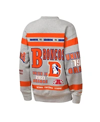 Mitchell & Ness Big Boys and Girls Gray Denver Broncos Throwback All-Over Print Fleece Sweatshirt