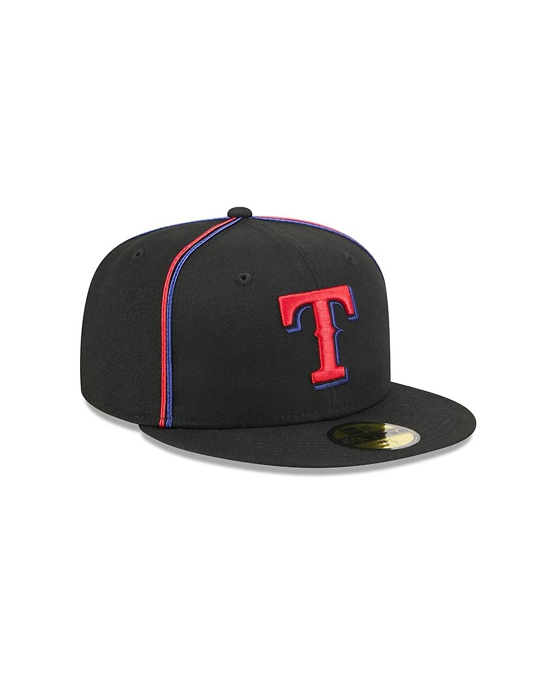 New Era Men's Black Texas Rangers Soutache 59FIFTY Fitted Hat
