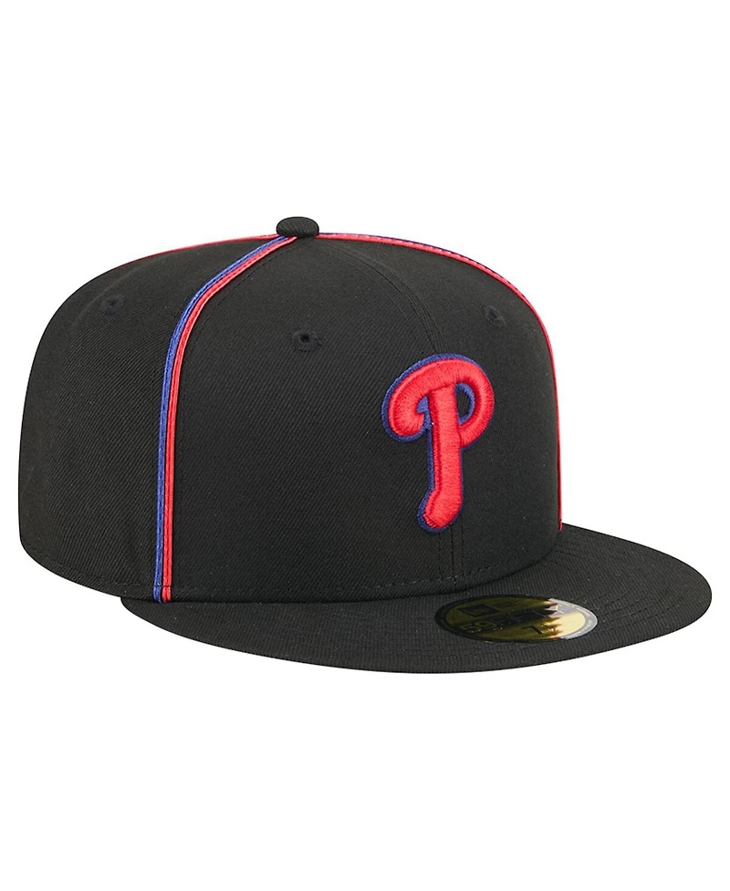 New Era Men's Black Philadelphia Phillies Soutache 59FIFTY Fitted Hat