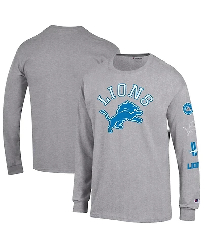 Champion Men's Heather Gray Detroit Lions Seal Long Sleeve T-Shirt