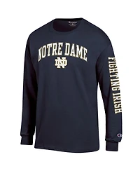Champion Men's Navy Notre Dame Fighting Irish Arch Over Logo 2-Hit Long Sleeve T-Shirt