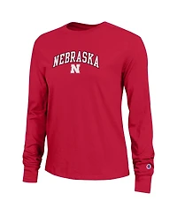 Champion Women's Scarlet Nebraska Huskers Arch Over Logo Long Sleeve T-Shirt