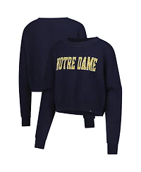Hype and Vice Women's Navy Notre Dame Fighting Irish Oversized Cropped Ivy Knit Pullover Sweater