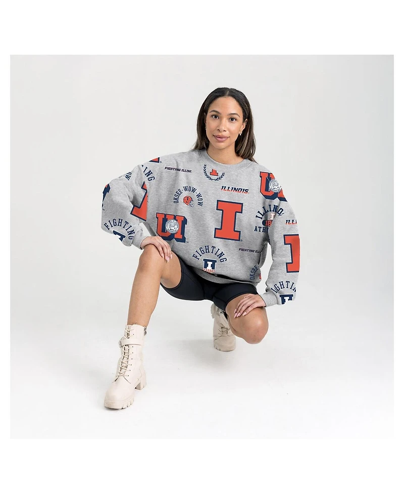 Gameday Couture Women's Gray Illinois Fighting Illini Always on Repeat Fleece Sweatshirt