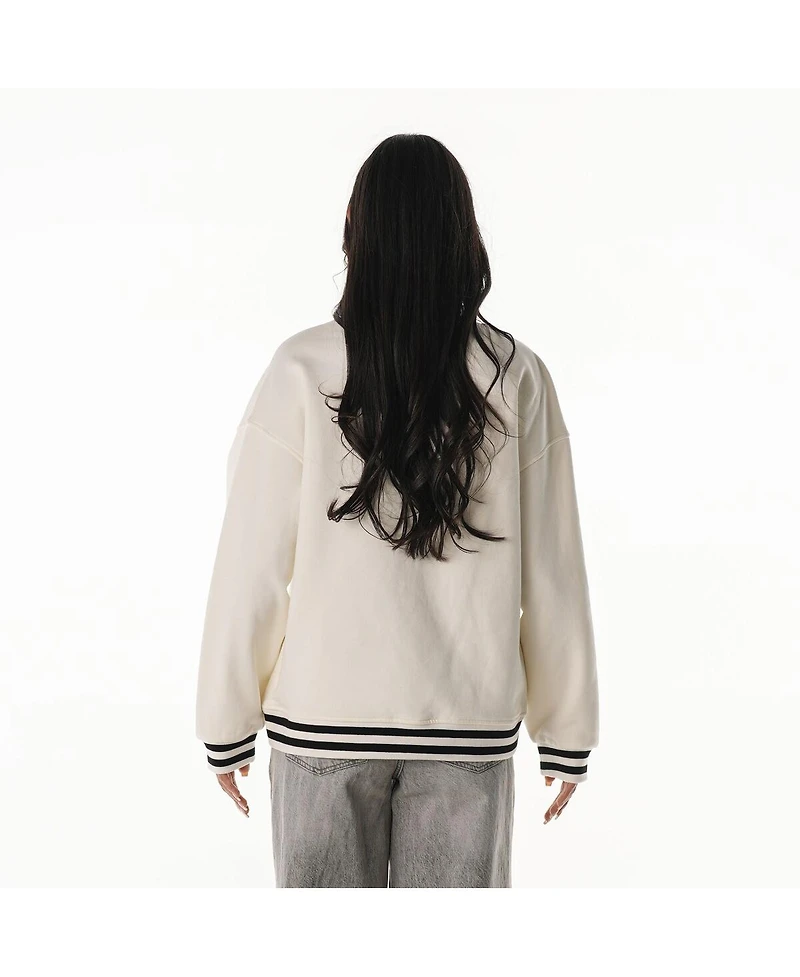 The Wild Collective Women's Cream Cincinnati Bengals Oversized Vintage French Terry Sweatshirt