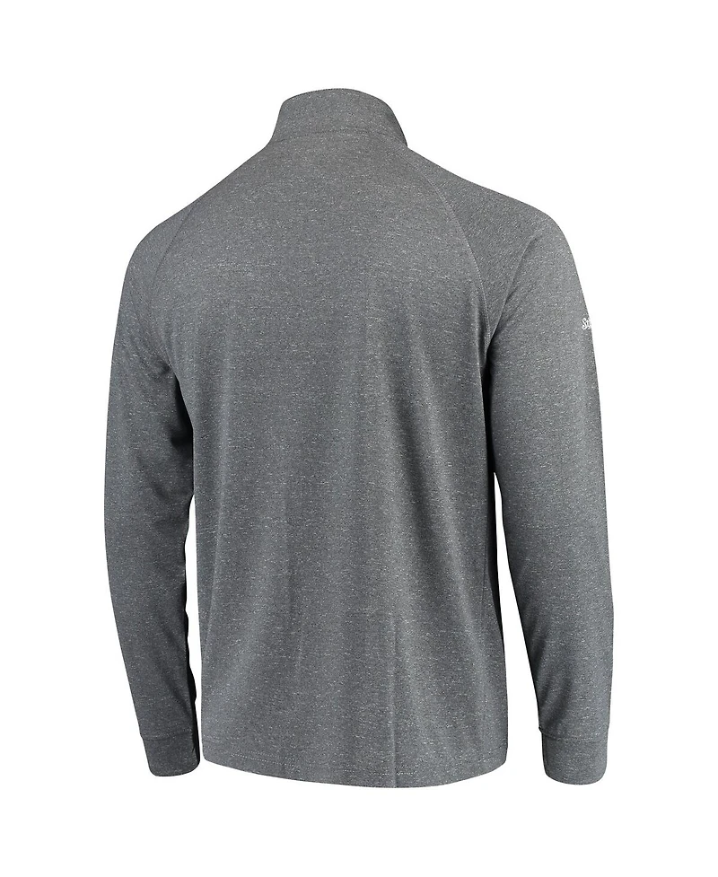 Stitches Men's Heathered Charcoal Detroit Tigers Team Raglan Quarter-Zip Pullover Sweatshirt