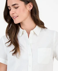 Nautica Jeans Women's Solid Short-Sleeve Camp Shirt