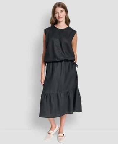 Dkny Womens Drawstring Hem Sleeveless Top A Line Pull On Skirt