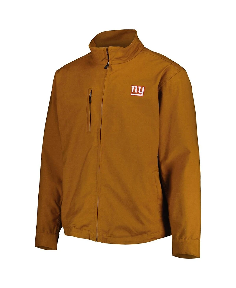 Dunbrooke Men's Tan New York Giants Journey Workwear Tri-Blend Full-Zip Jacket