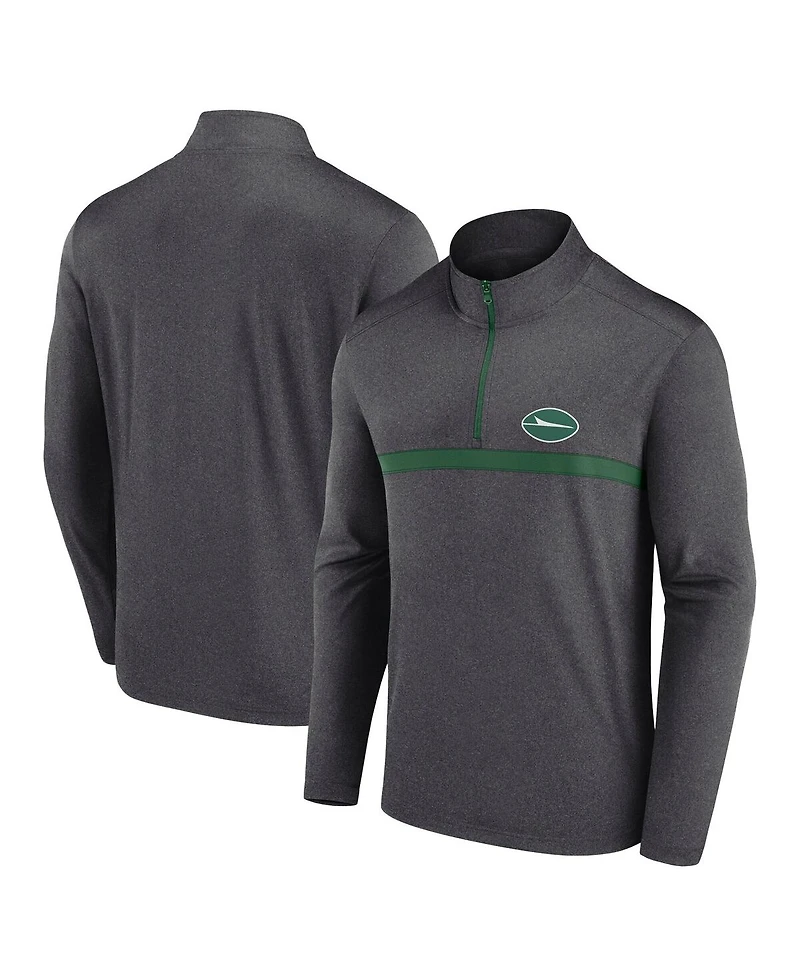 Fanatics Men's Heather Charcoal New York Jets Head-to-Head Quarter-Zip Pullover