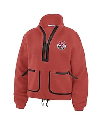 Wear by Erin Andrews Women's Scarlet San Francisco 49ers Polar Fleece Half-Zip Jacket