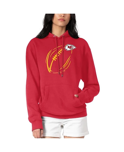G-iii 4Her by Carl Banks Women's Red Kansas City Chiefs Football Logo Fleece Tri-Blend Pullover Hoodie