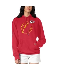 G-iii 4Her by Carl Banks Women's Red Kansas City Chiefs Football Logo Fleece Tri-Blend Pullover Hoodie