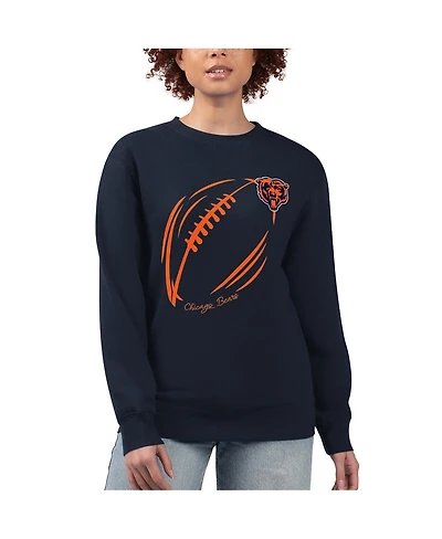 G-iii 4Her by Carl Banks Women's Navy Chicago Bears Football Logo Graphic Fleece Tri-Blend Pullover Sweatshirt