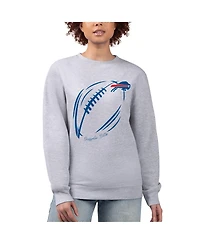 G-iii 4Her by Carl Banks Women's Heather Gray Buffalo Bills Football Logo Graphic Fleece Tri-Blend Pullover Sweatshirt