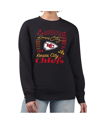 G-iii 4Her by Carl Banks Women's Black Kansas City Chiefs Collage Graphic Fleece Pullover Sweatshirt