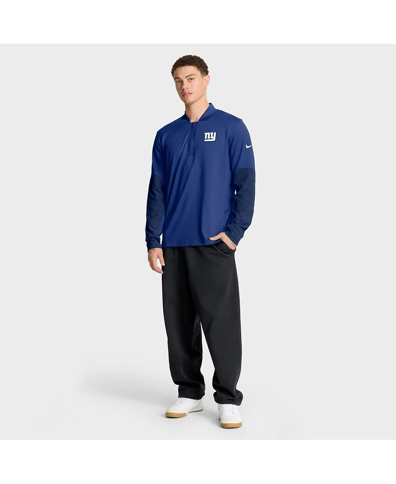 Nike Men's Royal New York Giants Sideline Dri-fit Half-Zip Pullover Hoodie