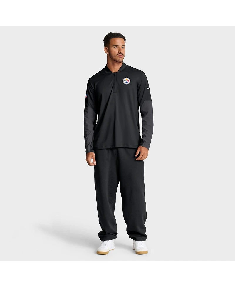 Nike Men's Black Pittsburgh Steelers Sideline Dri-fit Half-Zip Pullover Hoodie
