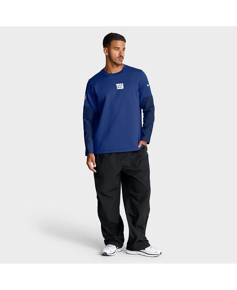 Nike Men's Royal New York Giants Sideline Coach Therma-fit Long Sleeve T-Shirt