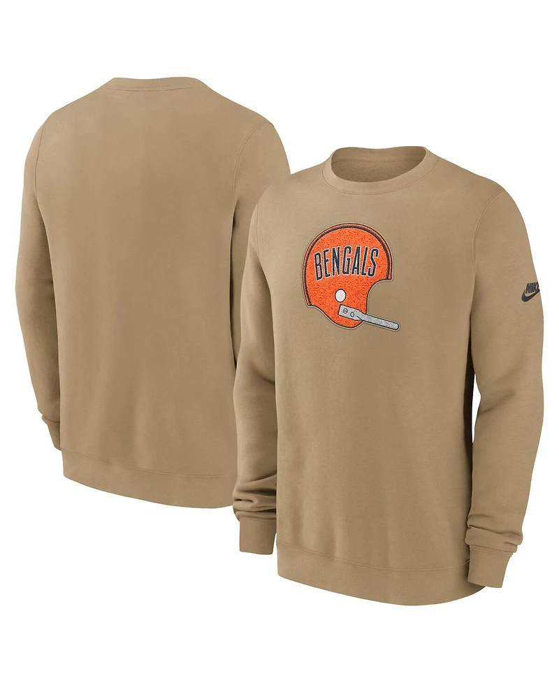 Nike Men's Tan Cincinnati Bengals Swing Pass Rewind Club Pullover Sweatshirt