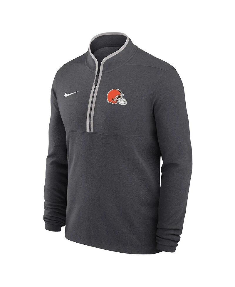 Nike Men's Anthracite Cleveland Browns Lightweight Victory Dri-fit Half-Zip Pullover Hoodie