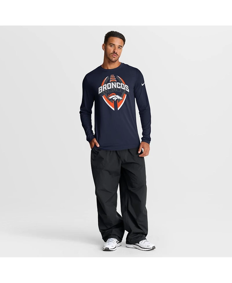 Nike Men's Navy Denver Broncos Primetime Legend Icon Performance Long Sleeve T-Shirt
