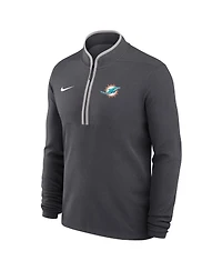 Nike Men's Anthracite Miami Dolphins Lightweight Victory Dri-fit Half-Zip Pullover Hoodie