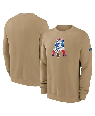 Nike Men's Tan New England Patriots Swing Pass Rewind Club Pullover Sweatshirt