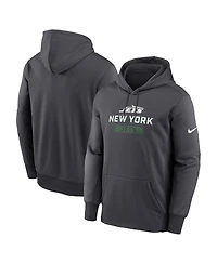 Nike Men's Anthracite New York Jets Toss Sweep Performance Pullover Hoodie