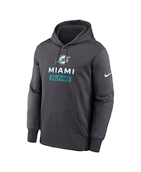 Nike Men's Anthracite Miami Dolphins Toss Sweep Performance Pullover Hoodie