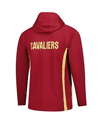 Nike Men's Wine Cleveland Cavaliers Authentic On Court Zone Quarter-Zip Dri-fit Hoodie Jacket