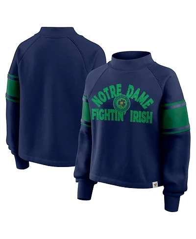 Fanatics Women's Navy Notre Dame Fighting Irish Oversized Hometown Premium Punt Coverage Raglan Pullover Sweatshirt