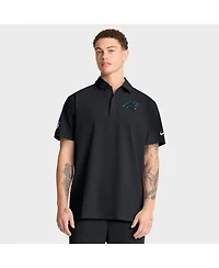 Nike Men's Black Carolina Panthers Sideline Woven Dri-fit Polo Shirt