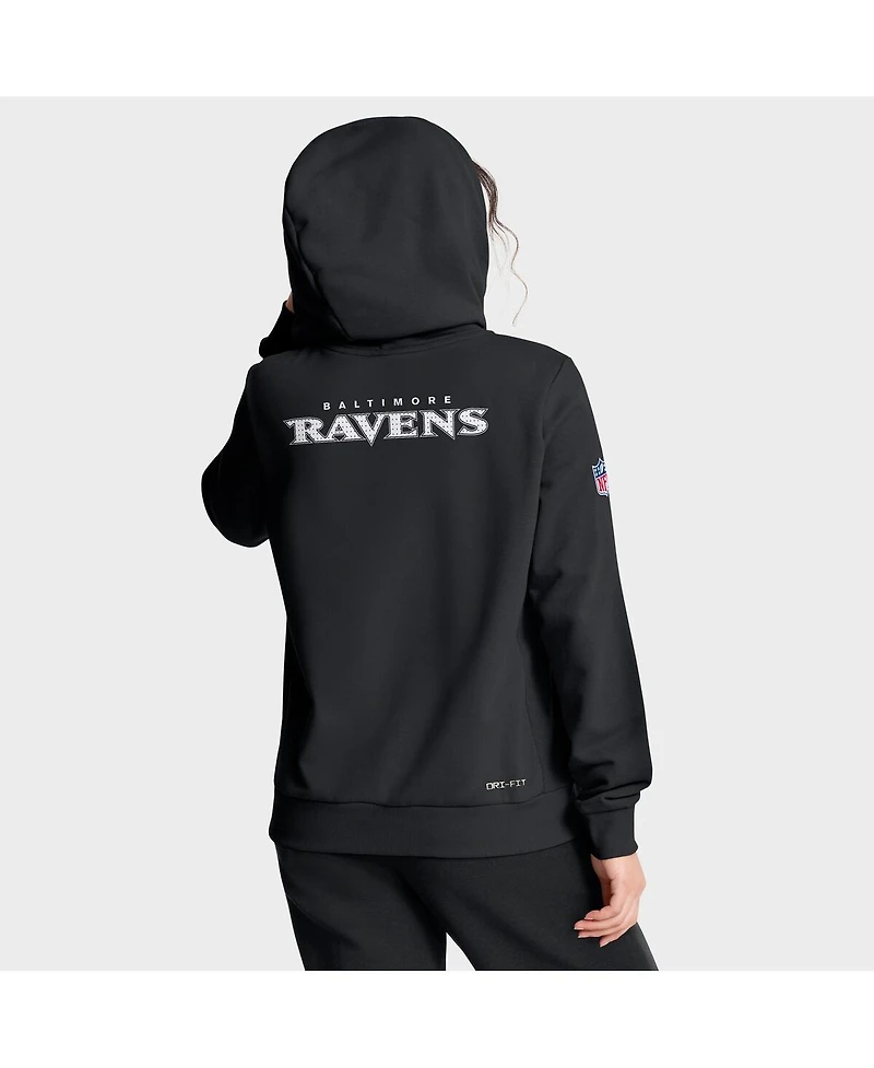 Nike Women's Black Baltimore Ravens Sideline Standard Issue Initial Home Dri-fit Hoodie