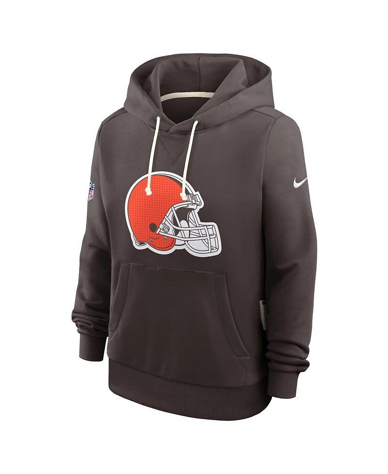 Nike Women's Brown Cleveland Browns Sideline Standard Issue Initial Home Dri-fit Hoodie